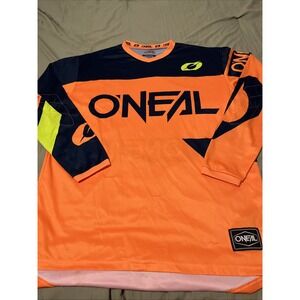 EUC ONEIL Enjoy And Ride Element Jersey Motorcycle  Shirt Top Lg Black Oranges